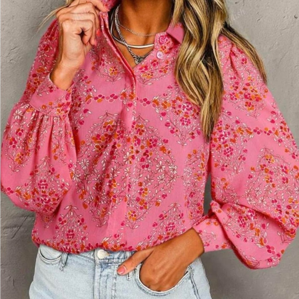 SHEIN Pink Floral Blouse